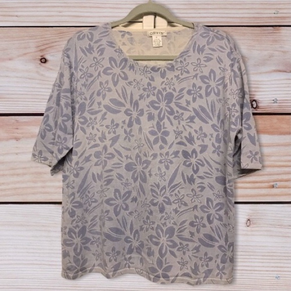 Orvis Silk Blend Lavender Print Top